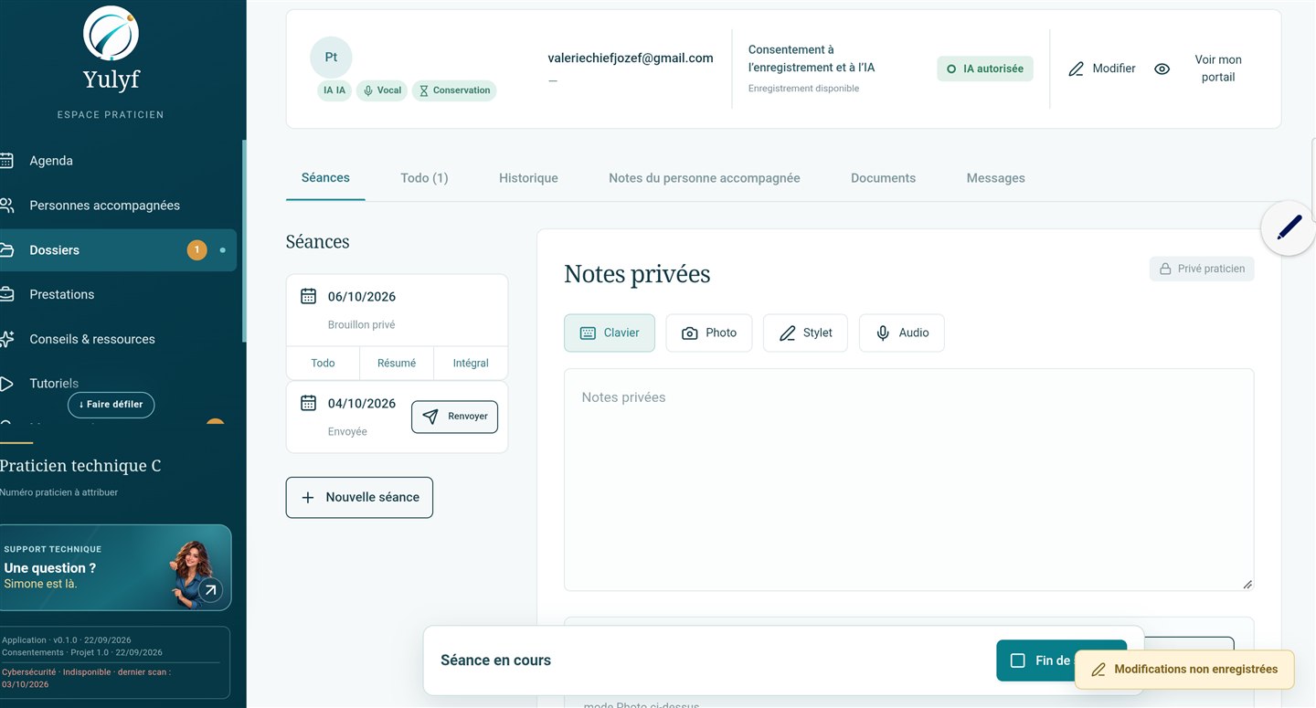 Notes privées réelles dans Yulyf